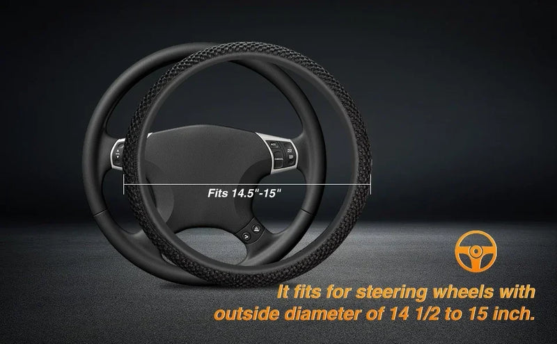 Elastic Elastic Steering Wheel Cover, Warm in Winter, Cool in Summer, Universal 15 Inches (About 38.1 Cm), Microfiber Breathable