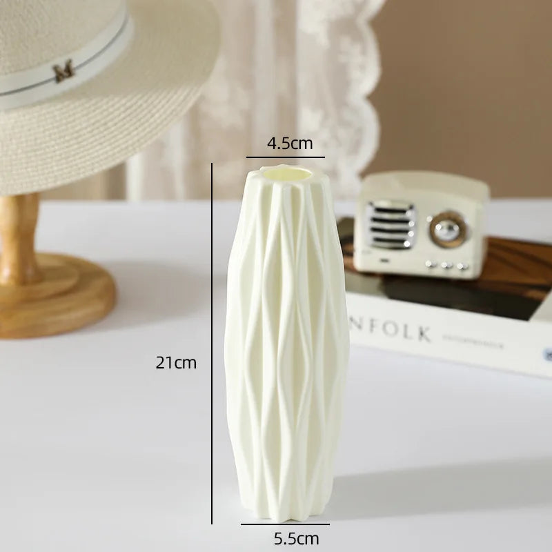 4066 Simple Plastic Vase Silver Willow Hydroponic Flowers Artificial Flower Vase Desktop Living Room Decoration Ornaments