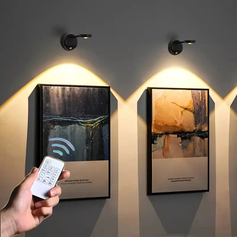USB Rechargeable Intelligent Human Sensing Wireless Wall Light Dimmable Led Spotlight for Lighting Paintings Pictures Spotlights