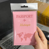 Funda de pasaporte personalizada con nombre en color dorado, billetera de viaje para hombre y mujer, porta pasaporte personalizable con nombre, tarjetero de presentación