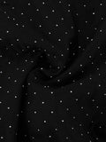 Oymimi Fashion Black Rhinestone Women's Dress Casual Lapel Long Sleeve Button Dresses Elegant New Lace-Up Pleated Mini Dresses