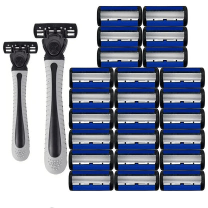 Maquinilla de afeitar de seguridad Razor Classic de 6 capas para hombres y mujeres, cuchillas de afeitar manuales