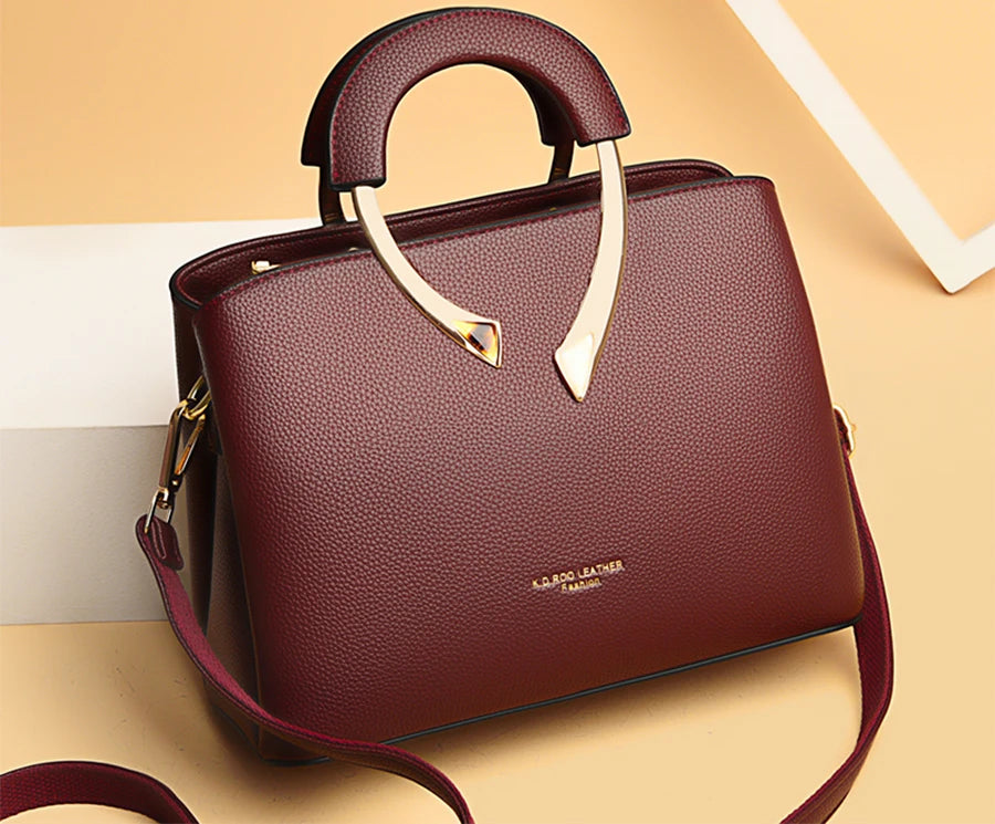 2026 New Style Crossbody Bag Medium Mom Bag Lychee Pattern Large Soft PU Zipper Closure Daily Use Fashionable Ladies Handbag Sac