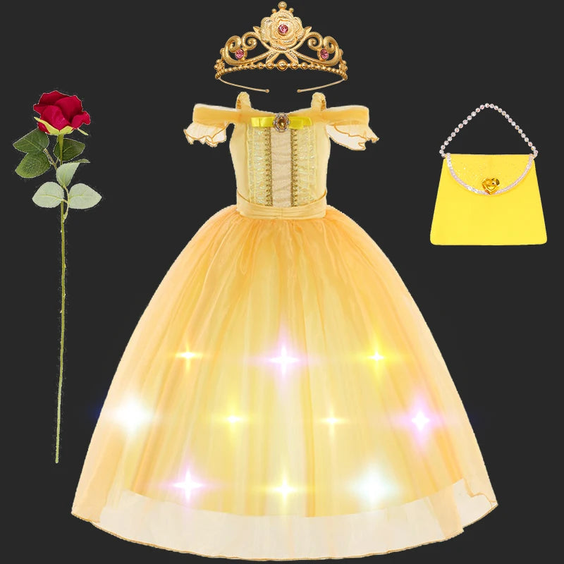 Children's Halloween Role Play Fairy Princess Belle Dress Xmas Carnival Masquerade Performance Birthday Party Fancy Girl Clothes