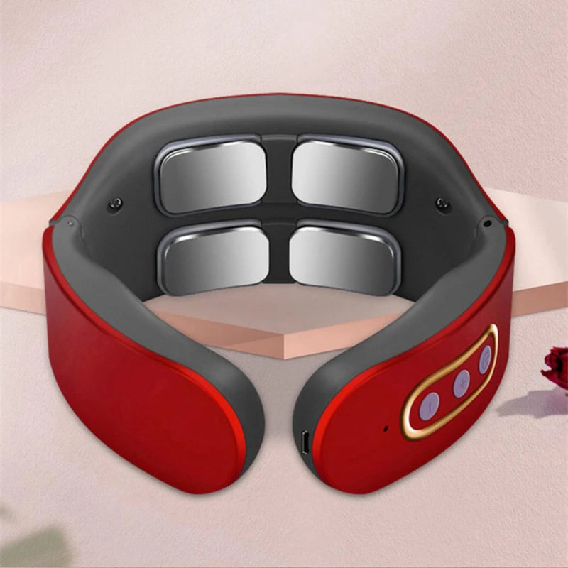 Masajeador eléctrico de pulso para cuello y hombros, 6 modos, 9 niveles de calor ajustable, para vértebras cervicales, relajación, alivio del dolor, máquina de amasado