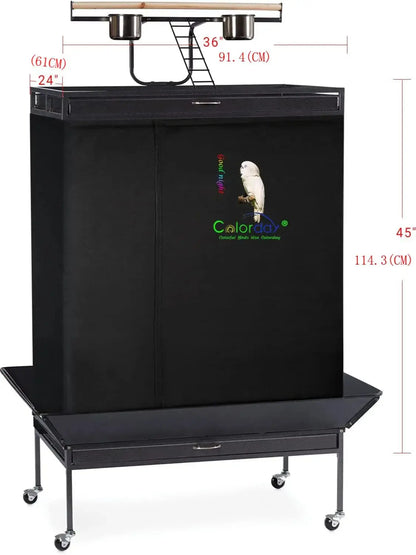 Black Bird Cage Shading Cover, Large Universal, Blackout, Breathable Parrot Cage, Good Night Covers