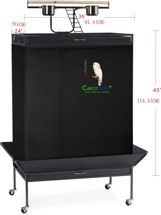 Black Bird Cage Shading Cover, Large Universal, Blackout, Breathable Parrot Cage, Good Night Covers