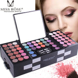 Miss Rose Makeup Case Set Kit-Ultimate Color Combination-Holiday Gift Set Cosmetic Eye Shadow Lip Gloss Blush Brow Combo Palette