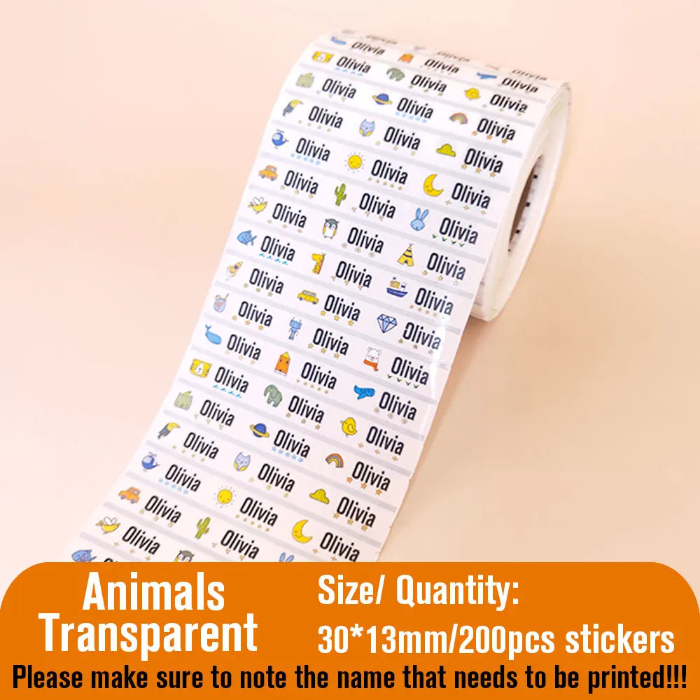 Custom Name Tag Sticker Waterproof Kawaii Stickers Decals Personalized First Name Label for Children School Stationery Bottle