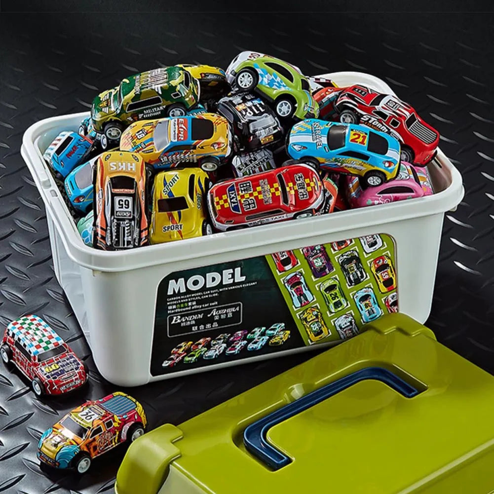 Mini coche de aleación con caja de almacenamiento, coches fundidos a presión, juguetes para niños, vehículo de inercia deslizante, kit de juguetes para niños, regalos para niños