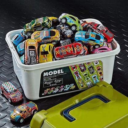 Mini coche de aleación con caja de almacenamiento, coches fundidos a presión, juguetes para niños, vehículo de inercia deslizante, kit de juguetes para niños, regalos para niños