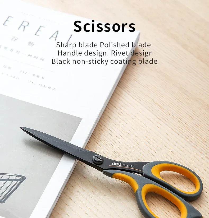 DELI Soft Handle Scissors for Office & Home Use - Durable Sharp Handcraft Scissors for Crafting & Office Supplies
