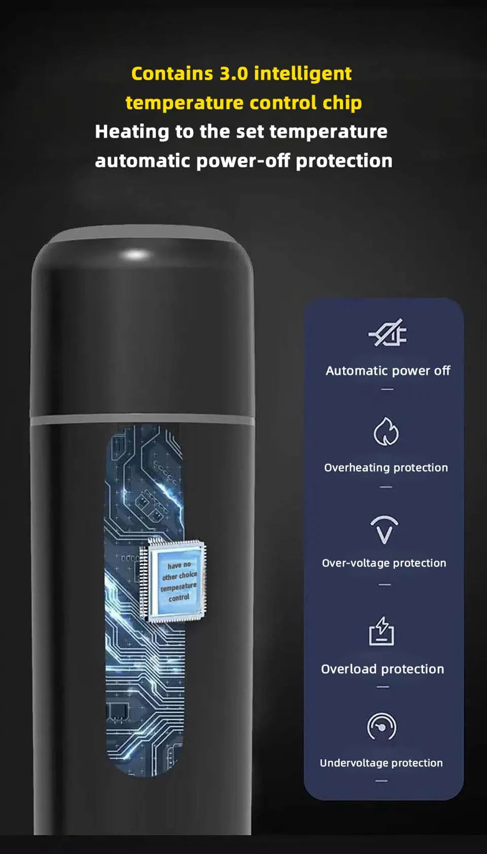 Hervidor eléctrico portátil para coche, 12 V, 24 V, 500 ml, para viaje, con aislamiento inteligente de acero inoxidable y pantalla OLED