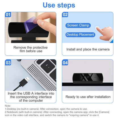 HD 1080P Web Camera with Microphone Autofocus USB Webcam PC Laptop Camera for Live Stream/Video Calling/Conference Plug and Play