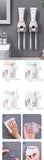 Automatic Toothpaste Dispenser Set Wall-Mounted Extruder Plastic No-Punch Lazy Man Toothbrush Holder Bathroom Accessories Gadget