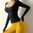 Chaqueta deportiva sexy de manga larga con almohadilla para el pecho, ajustada, para mujer, para yoga, running y fitness, para otoño, zapatillas de entrenamiento Nike Airbag.