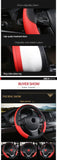 38cm Steering Wheel Cover PU Leather Anti Slip Steer Wheel Protector Breathable Fiber Braid Universal Steering Cover