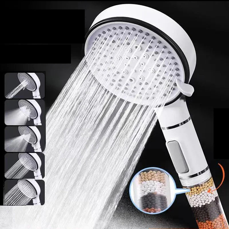5 modos de cabeça de chuveiro anti calcário filtro higiênico remover calcario titular alça chuvas spa mangueira conjunto para acessórios do banheiro