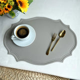 1/4/6PCS Shaped PU Placemat Set Faux Leather Kitchen Dining Table Pad Luxury Black Pink Green Place Mat Tableware Cafe Pad 식탁매트