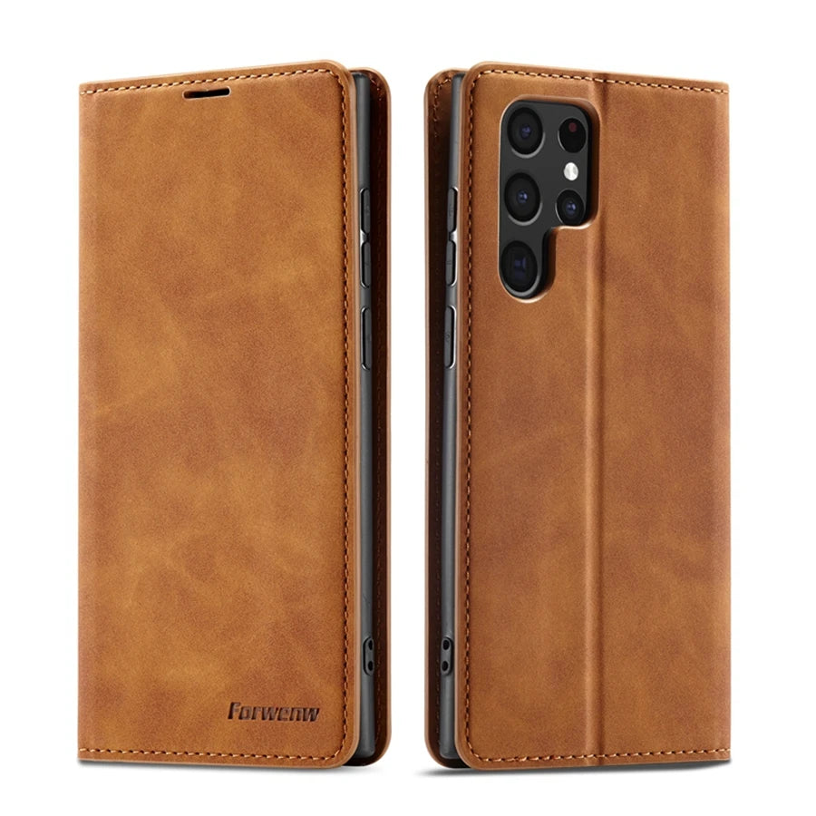 Wallet Magnetic Flip Card Slot Leather Case For Samsung Galaxy S24 Ultra S23 Plus S22 S21 S20FE A05s A14 A15 A34 A35 A53 A54 A55