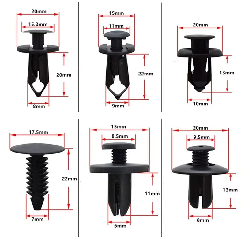 Car Retainer Clips Plastic Fasteners Kit 6 Size Auto Push Pin Rivets Set Body Bumper Push Rivet Clips ﻿