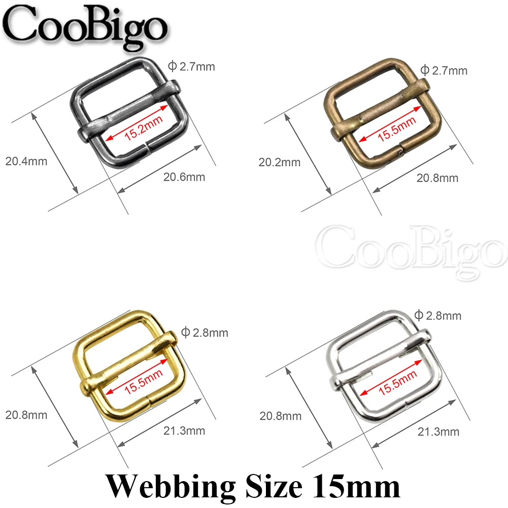 10pcs Metal Slides Tri-Glides Wire-Formed Roller Pin Buckles Slider Adjuster Bag Strap Accessories 15mm 20mm 25mm 32mm 38mm 50mm