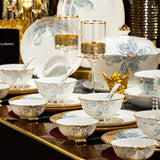 Gold Luxury Home Dinnerware Sets Gift Wedding Guests Party Kitchen Tableware Ceramic Christmas Tableware Dinner Sets