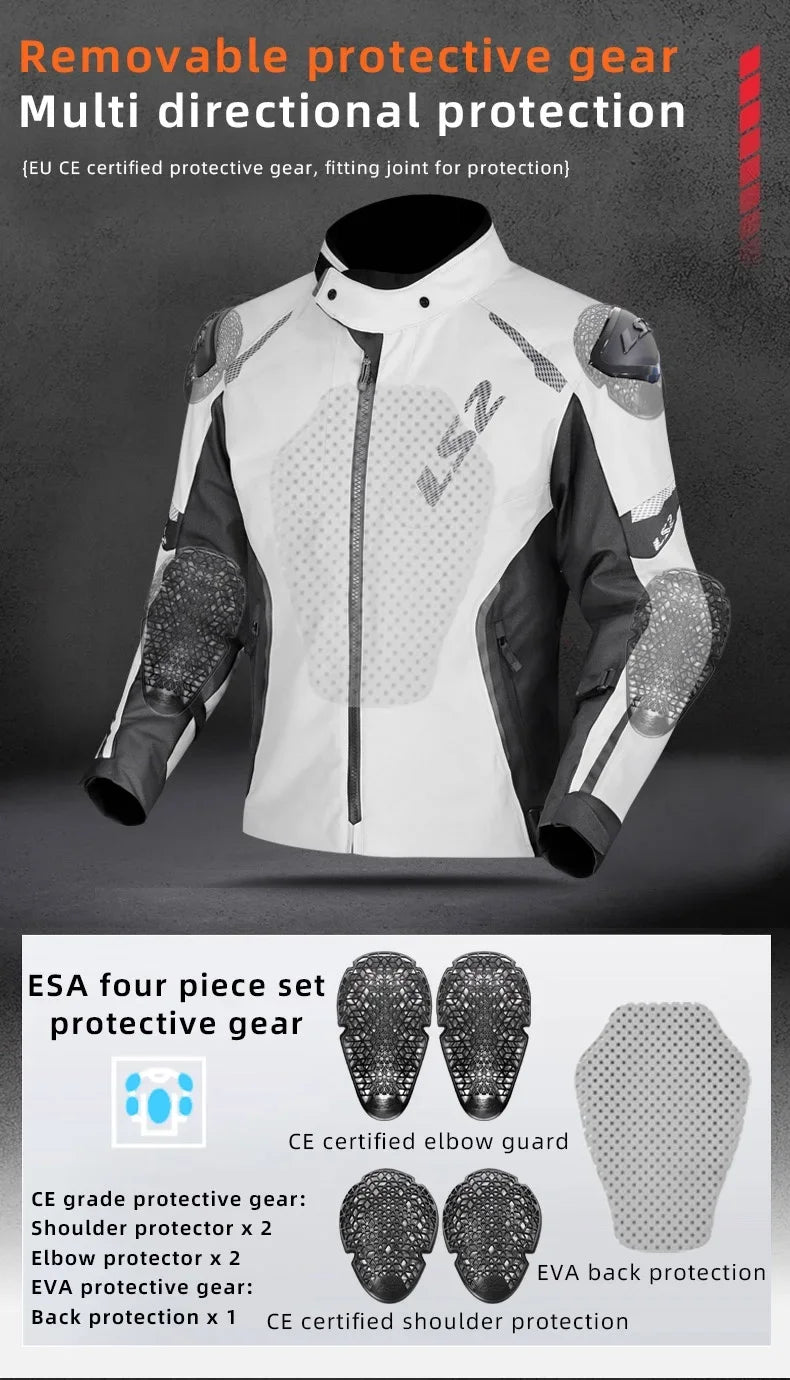 LS2 Winter Waterproof Motorcycle Jacket Men Women CE Certified Riding Jacket Warm Protective Gear with Removable Thermal Liner