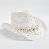 Summer Hand-Woven Straw Hat for Women Shell Decoration Holiday Beach Sun Hat Panama Hat for Women