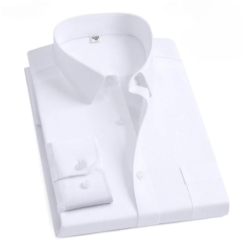 New Fabric 80% Cotton 15% Elastic Silk 5% Spandex No-Iron Anti-Wrinkle Men's Long Sleeve & Short Sleeve Formal Shirts