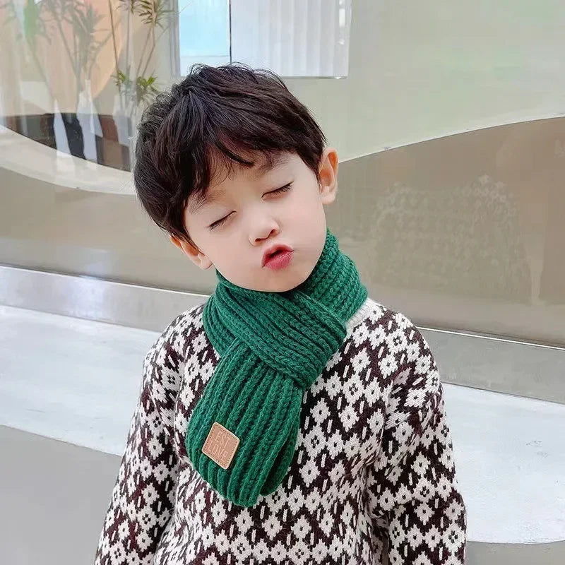 Bufanda gruesa para niños, cálida y resistente al viento, de punto, para invierno, accesorios para mantener el calor, 2024