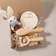 3-4 pcs baby comb brush set newborn gift set Natural Wool beech  baby crochet bunny rattle baby shower gift