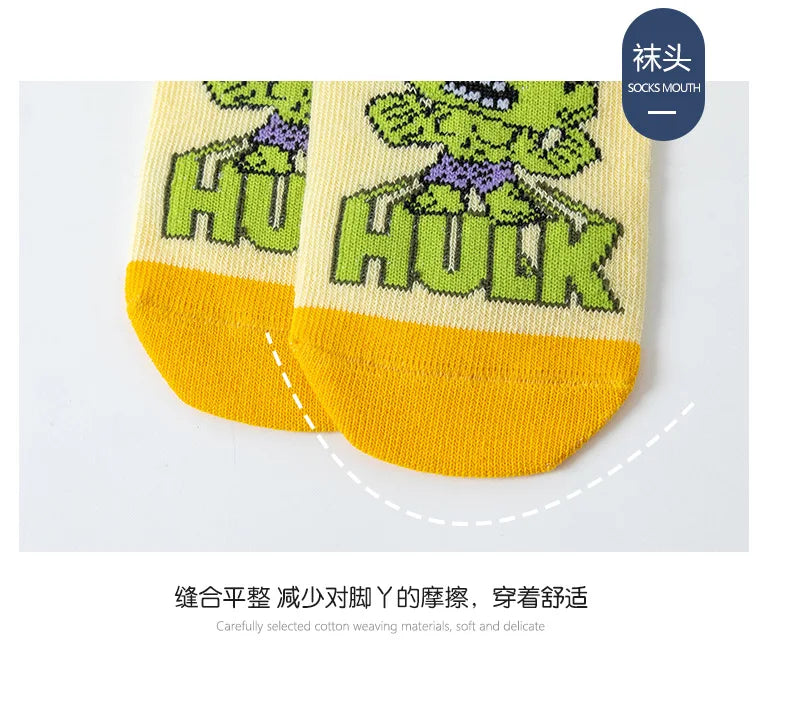 5 Pairs Marvel Kids Socks Kawaii 2024 New Fall Winter Cartoon Boy Children Short Socks Cotton Sock for Boys Gifts