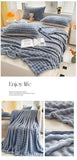 1 Pc Luxury Faux Rabbit Fur Throw Blanket Soft Warm White Striped Fluffy Blankets for Sofa Office Naps Single Double Plush Plaid