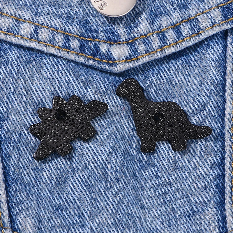 3 pcs/set cute creative dinosaur collection pins Stegosaurus shaped enamel brooches backpack bag jewelry decoration