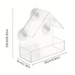Acrylic Bird Feeder Clear Window Outside Hanging Bird Feeder House with Suction Cup for Garden Outdoor Backyard Wildlife Birding