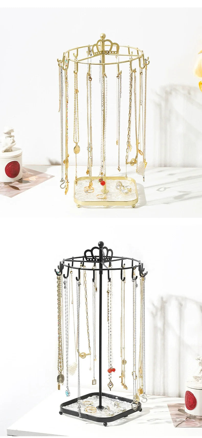 1 creative desktop acrylic base crown jewelry rack suitable for necklace pendants for easy organization and summarization