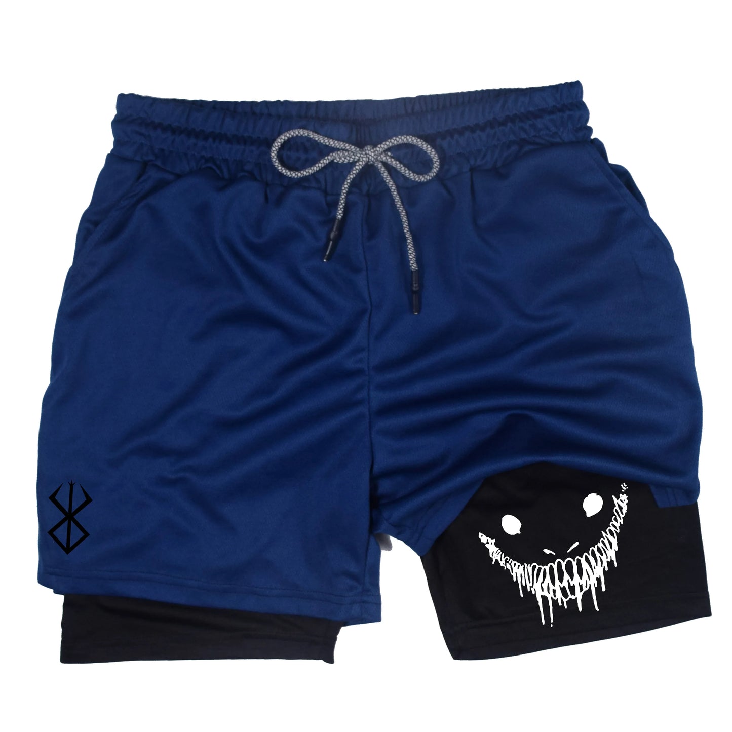Men's compression gym shorts, boxing printed sports pants, double layered, quick drying, basketball, beach, muscle, fitness