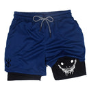 Men's compression gym shorts, boxing printed sports pants, double layered, quick drying, basketball, beach, muscle, fitness