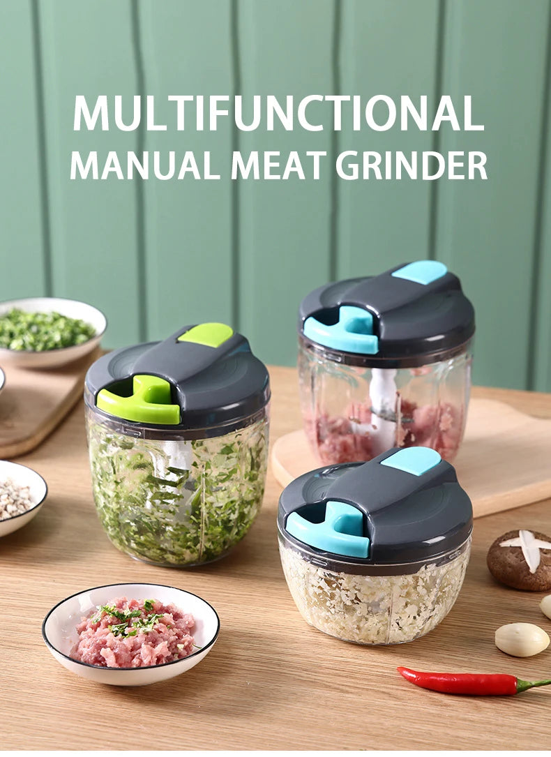 500/900ML Manual Food Processor Vegetable Chopper Hand Crank Garlic Mincer Portable Onion Cutter Fruits Herb Kitchen Accessories