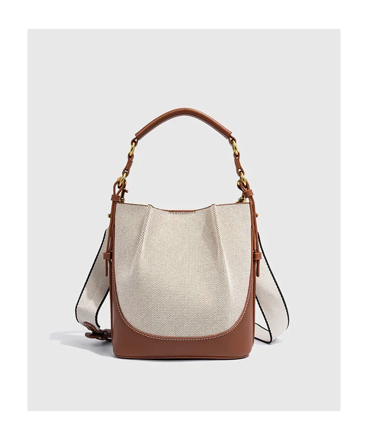2024 New Large Capacity Women's Crossbody Bag With Wide Shoulder Strap Single Handbag Canva Bucket Bag Motorcycle Equipment Acce