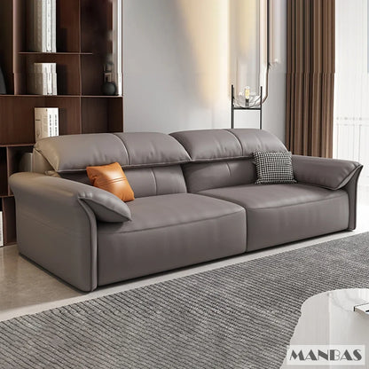 Electric Genuine Leather Sofa Bed Convertible Recliner – Modern Sectional Sleeper Couch with Adjustable Seats and Chaise Lounge