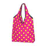 Custom Recycling Classic Black And White Polka Dot Shopping Bag Women Tote Bag Portable Grocery Shopper Bags