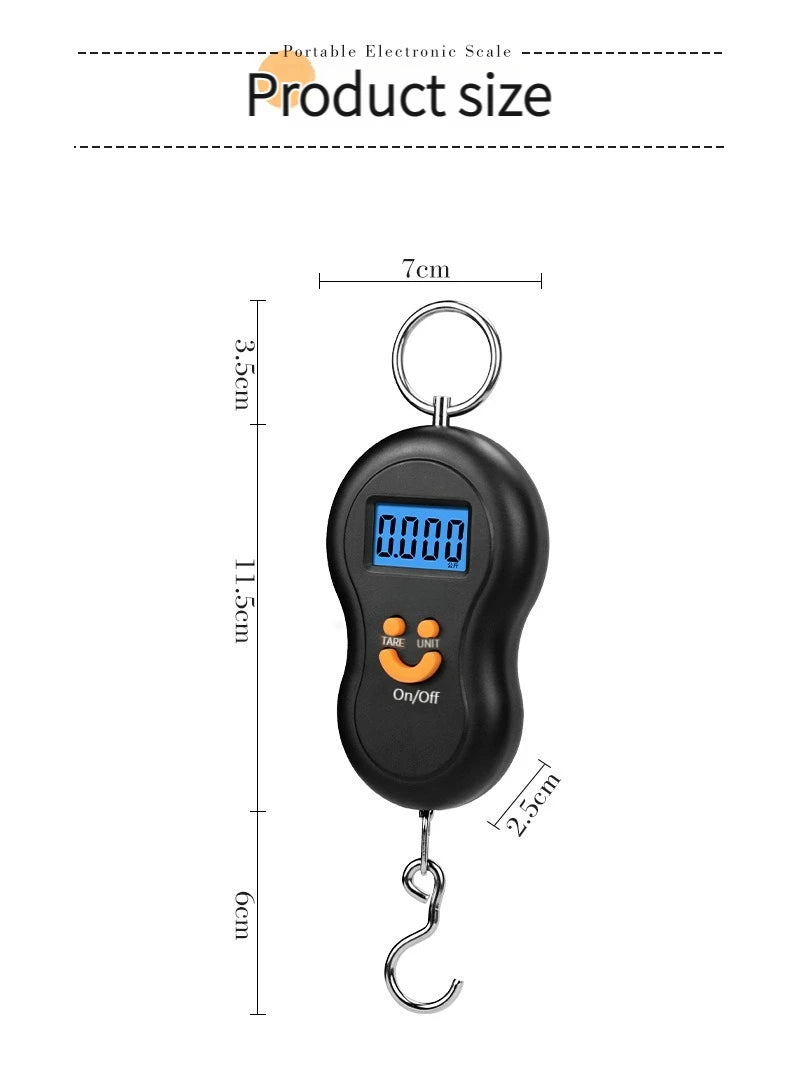 Electronic 50Kg 10g Hanging Scale LCD Kitchen Digital Scale BackLight Fishing Weights Pocket Scale Travel Luggage Scales
