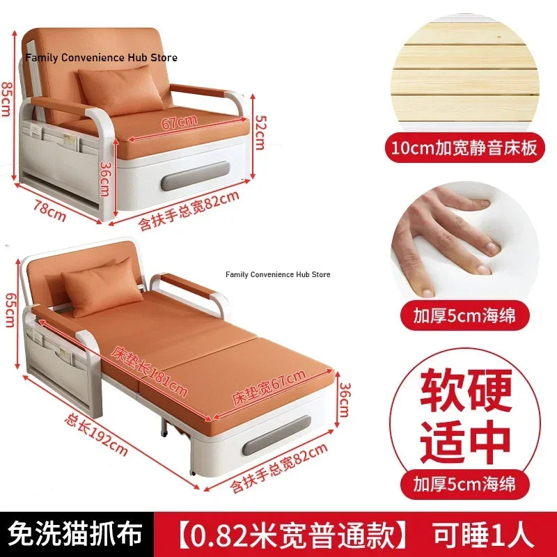 Sofá cama plegable de doble propósito para apartamentos pequeños, muebles de sala de estar de celebridades de Internet, retrato simple y doble multifunción