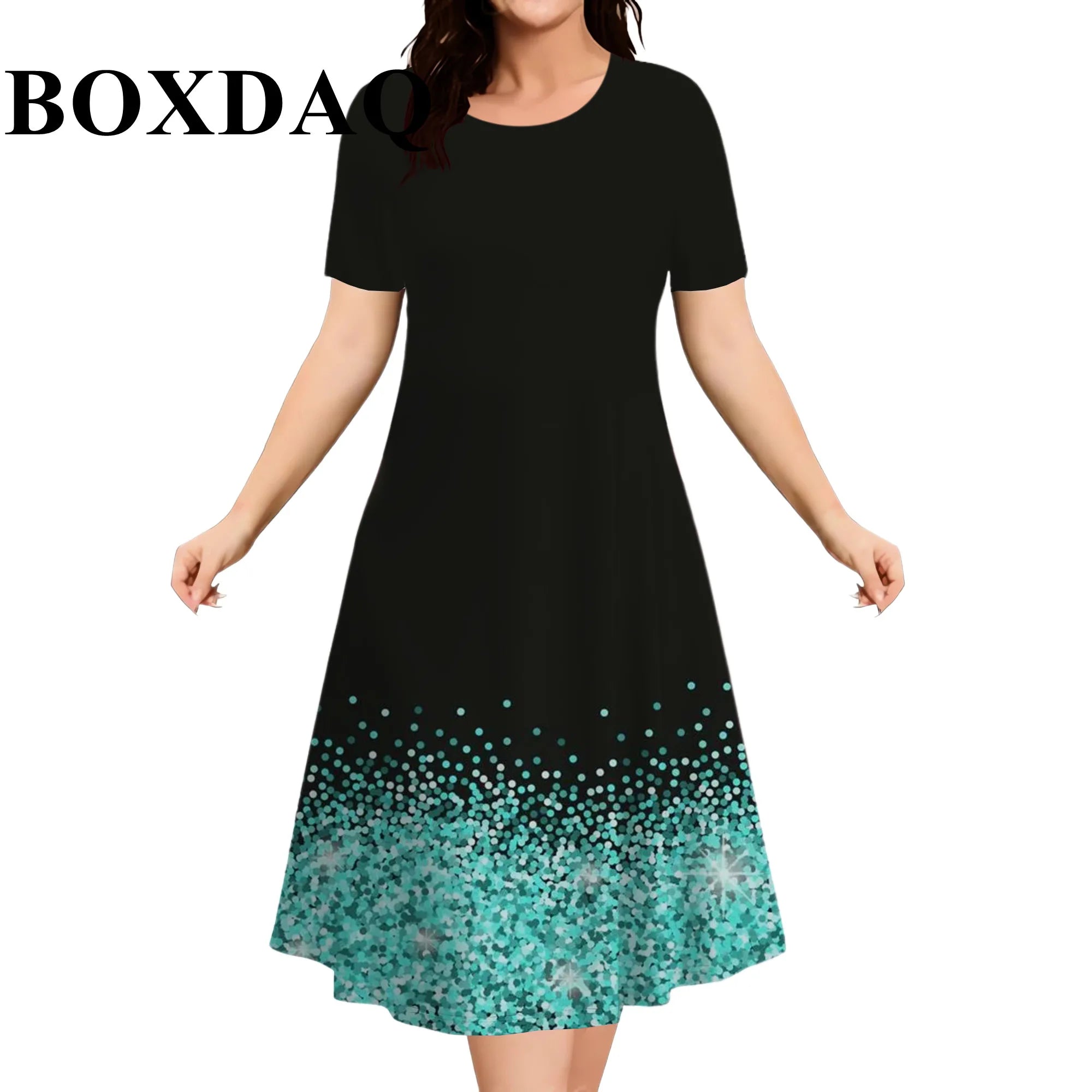 2026 New Women's Dresses Fashion Tie Dye Gradient 3D Printed Elegant Loose Dress Plus Size Female Casual Short Sleeve Dress  9XL