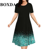 2026 New Women's Dresses Fashion Tie Dye Gradient 3D Printed Elegant Loose Dress Plus Size Female Casual Short Sleeve Dress  9XL