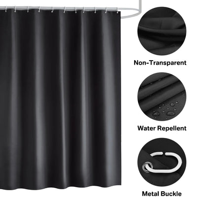 Cortina de ducha de tela sólida resistente, impermeable, para baño, tamaño largo, 230/200 cm, color negro, blanco, gris, marrón y azul.