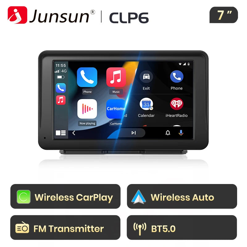 Junsun 9 inch Car DVR 4K Dash Cam Wireless Carplay for Apple Android Auto Dual Lens Video Recorder Dashboard Monitor FM BT AUX