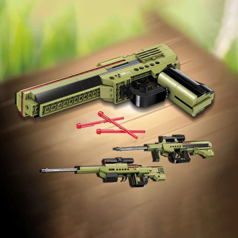 Technical Building Blocks Toys Gun Scorpion Uziel Submachine Magnum Eagle USP Pistol WW2 Military SWAT Weapon Model For Children